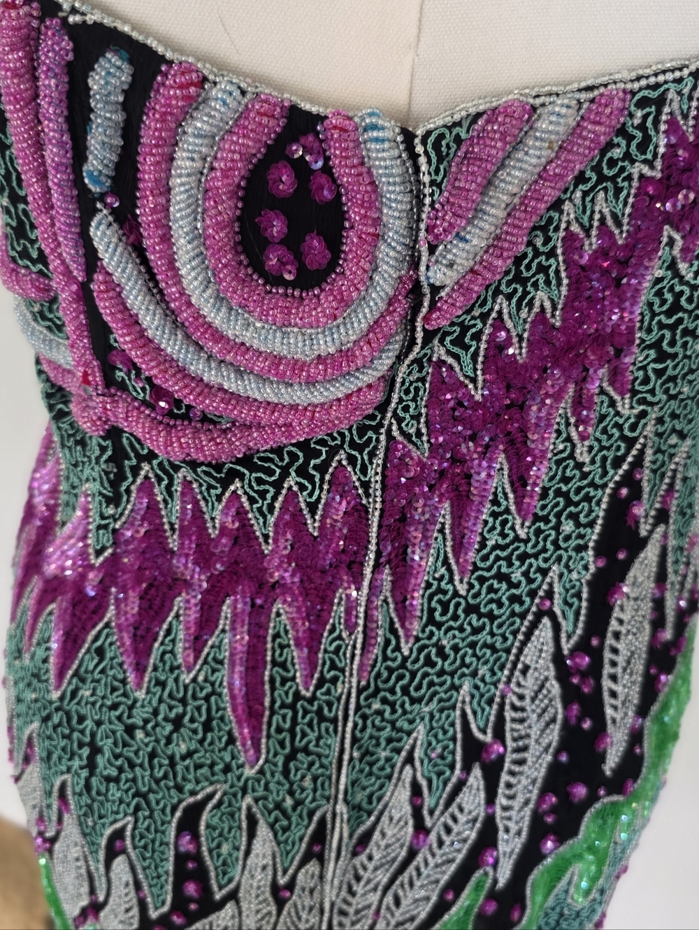 Vintage Klass Collections Beaded Bodycon Party Dress - Maximalist 80s/90s Glam - Picture 16 of 16